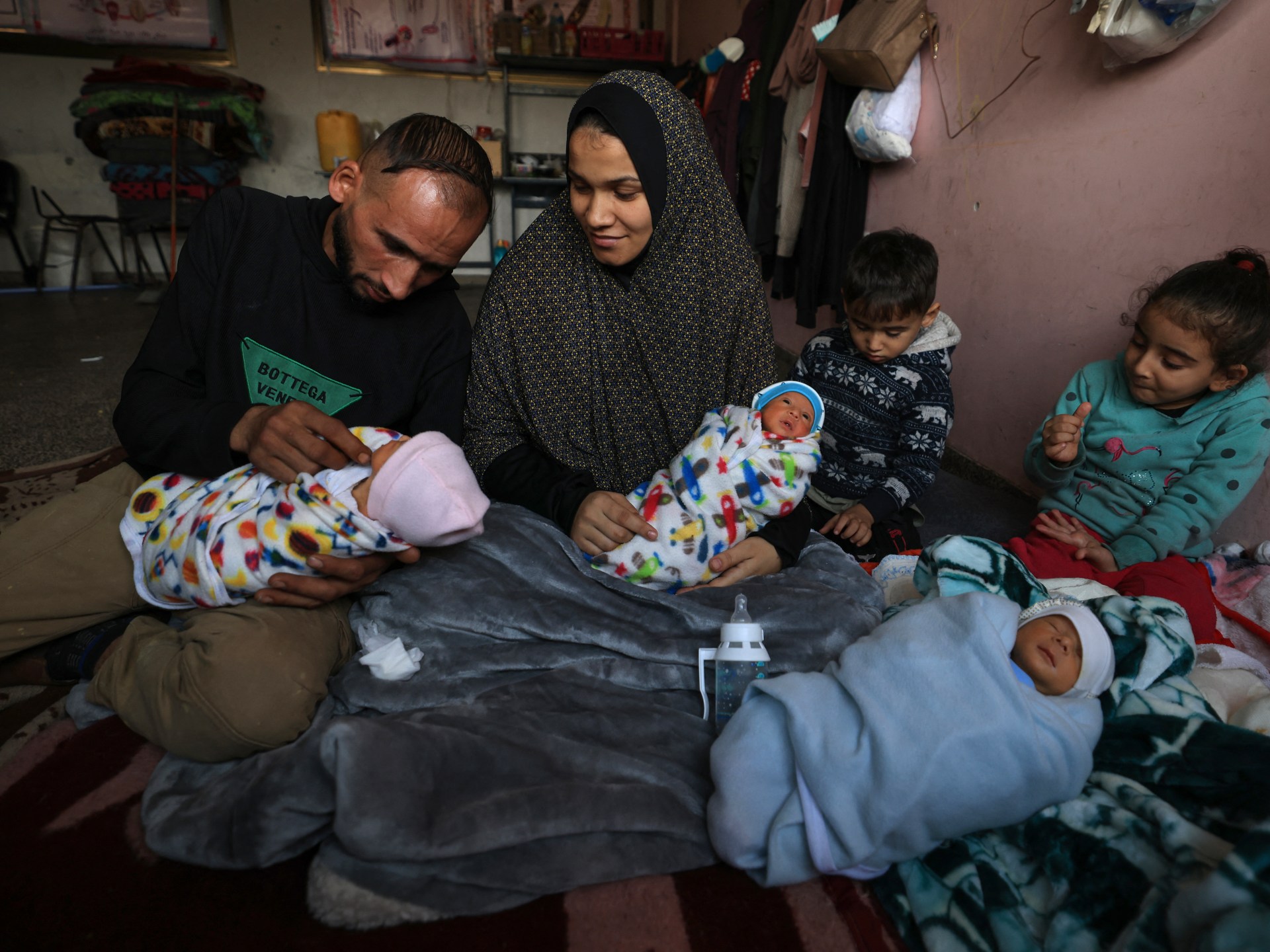 Displaced Palestinian mom in Gaza brings to life quadruplets