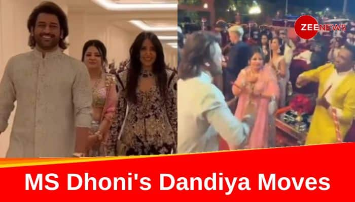 MS Dhoni And Dwayne Bravo Charm Fans With Dandiya Moves At Anant Ambani-Radhika Merchant Pre-Wedding Party