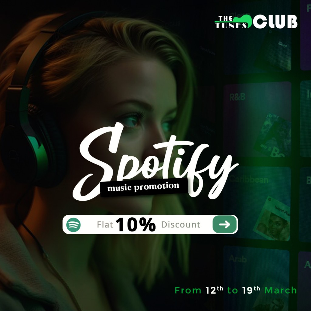 Get Flat 10% Discount on Spotify Music Promotion with the Tunes Club’s Sale