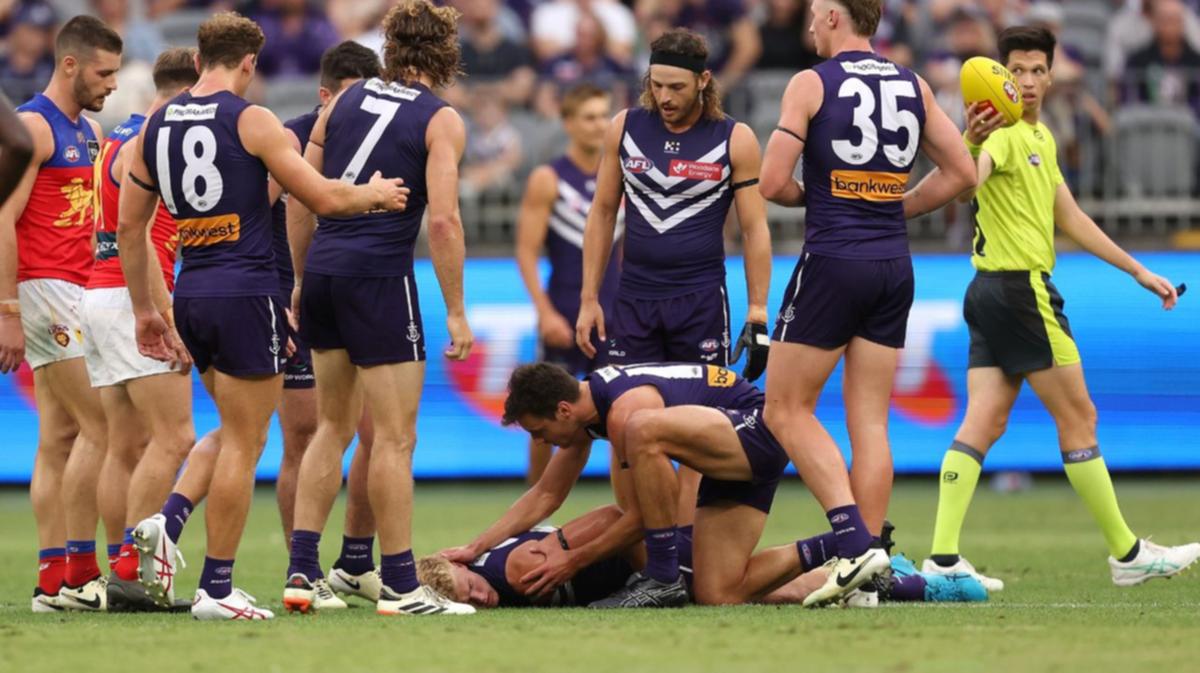 Karl Worner knocked out in frightening crash throughout Fremantle’s clash with Brisbane