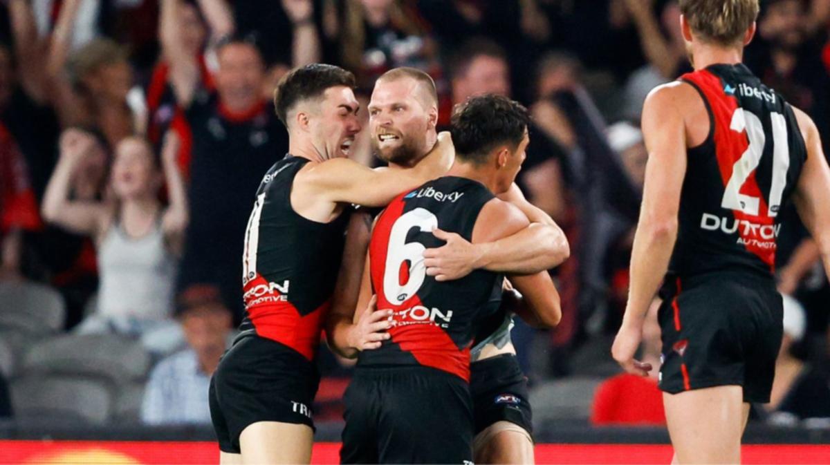 Essendon running device Nic Martin equates to club record in thrilling win over St Kilda