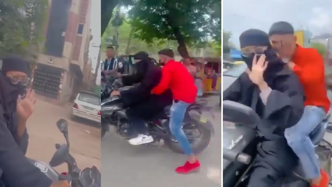 Video: A young man wearing a burqa made a reel on a bike, did stunts in the middle of the road, two arrested