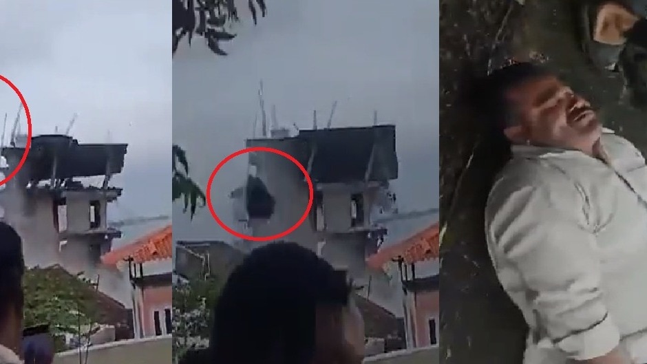 They were making a video of demolishing an illegal building, a stone got scattered and then…