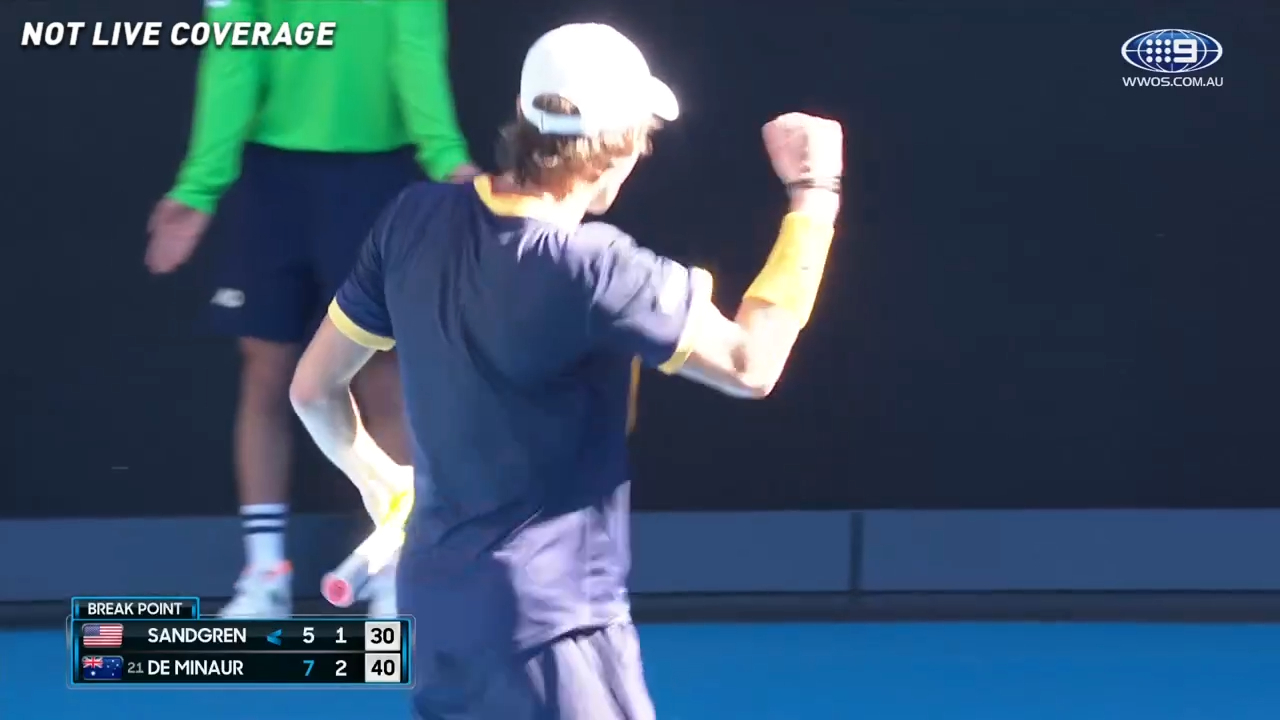 Alex de Minaur pulls off ‘shot of the tournament’ to win four-hour epic at Australian Open