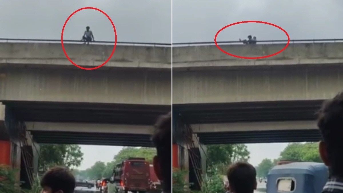 Dearly a fight with wife, youth climbed on bridge railing, police rescued