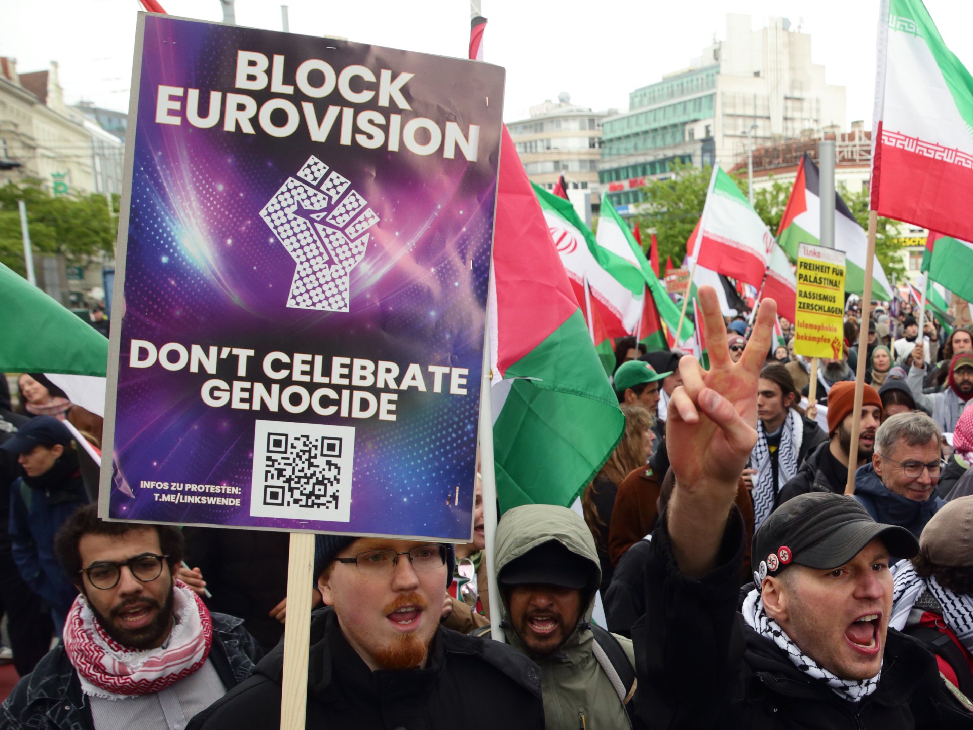 Thousands protest at Eurovision final as five countries boycott over Israel