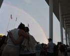 Crowd gathers at Kennedy Center after court denies Trump’s emergency appeal to keep his name on building – as it happened