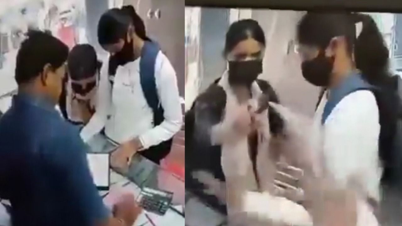 Masked girls’ robbery attempt at jewellery shop with pepper spray foiled by alert owner; watch what happens next