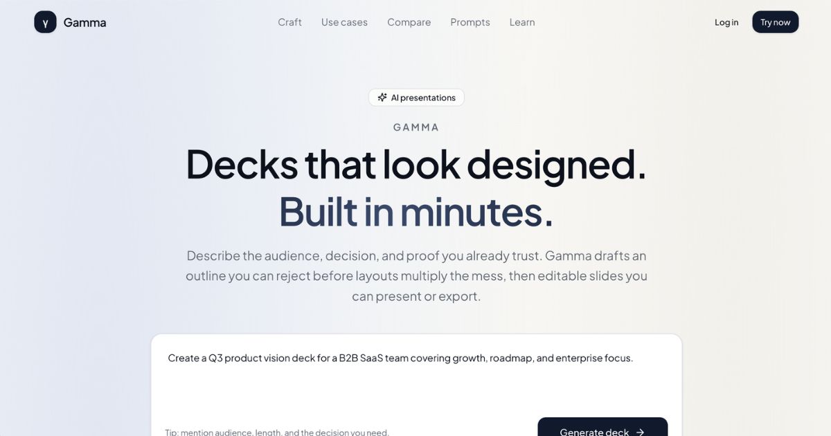 Gamma: AI-powered Content Platform for Rapid Creation