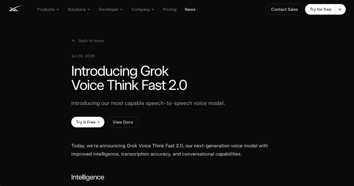 Grok Voice Think Fast 2.0: Real-Time Speech Interaction
