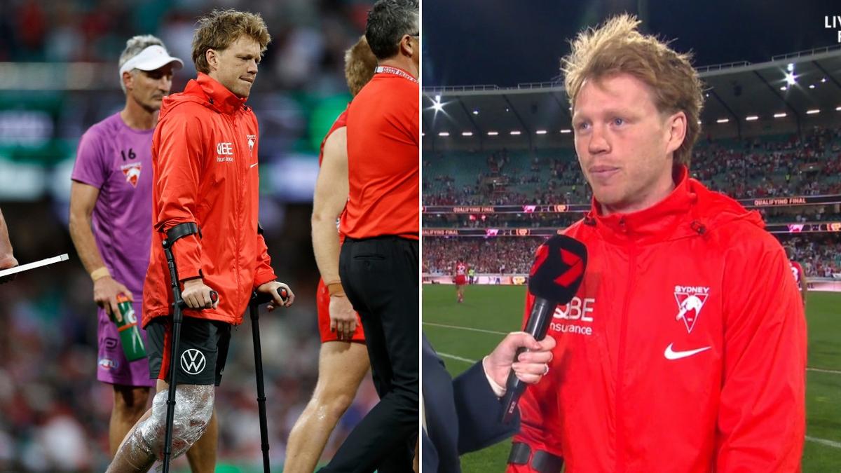 Swans captain Callum Mills speaks after ‘unfair’ knee injury in AFL finals win: ‘It is what it is’