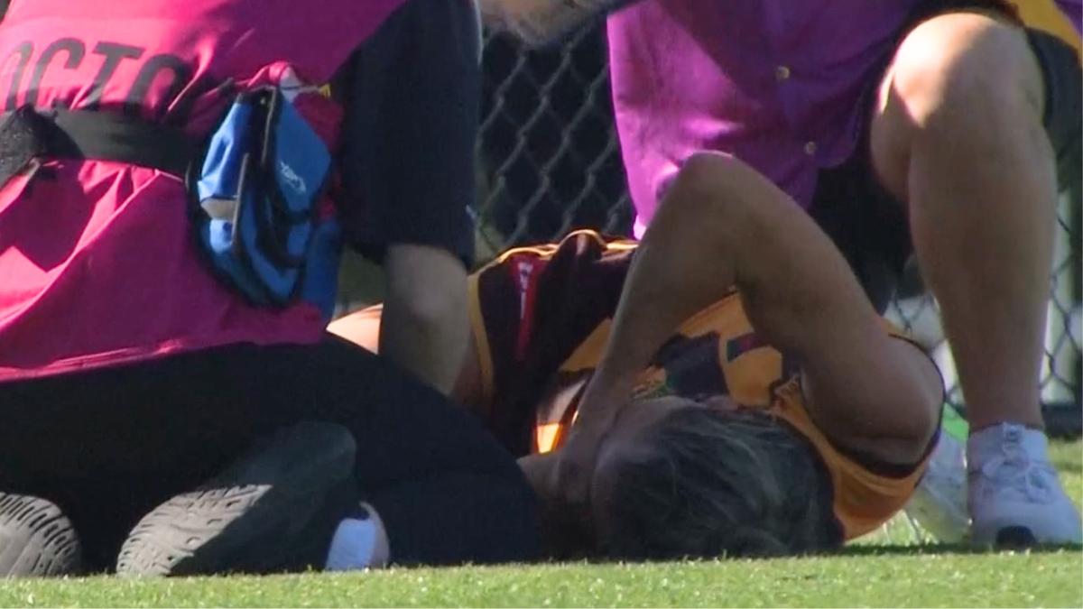 Hawthorn AFLW win soured by captain Emma Bates’ sickening leg injury