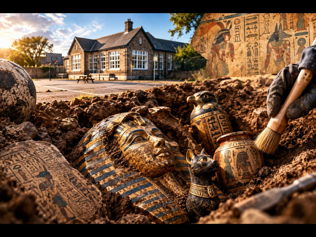 A Scottish schoolyard hid ancient Egyptian artifacts for decades; when archaeologists finally investigated, they uncovered objects dating back more than 2,500 years